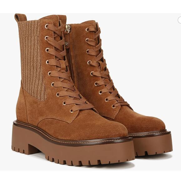 Sam Edelman Evina Combat Platform Suede Chunky Lug Boot | Wmn 8, Brown NEW - Picture 1 of 8